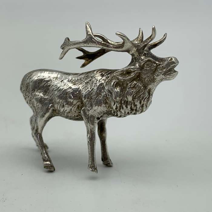 Antique Silver `Miniature` Stag Deer Figure (1902)