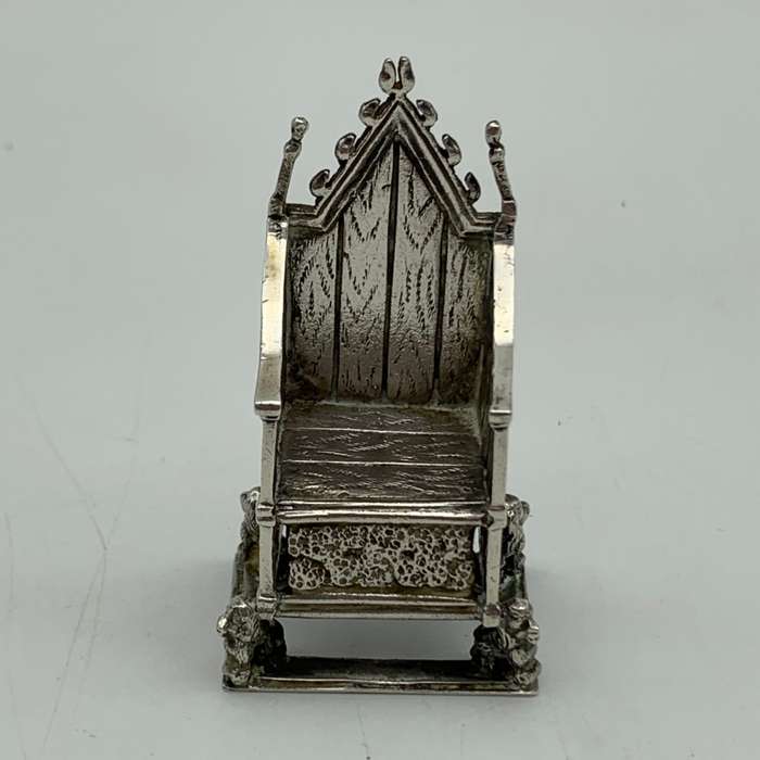 Antique Solid Silver Miniature `Coronation` Throne (1910)