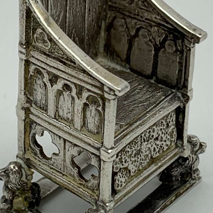 Antique Solid Silver Miniature `Coronation` Throne (1910)