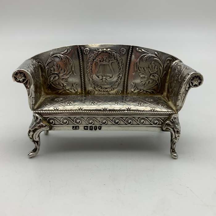 Victorian Silver `Dollhouse` Miniature Sofa (1899)