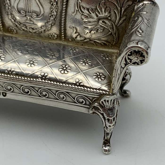 Victorian Silver `Dollhouse` Miniature Sofa (1899)