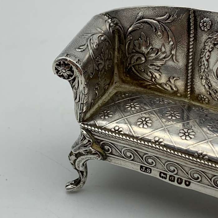 Victorian Silver `Dollhouse` Miniature Sofa (1899)