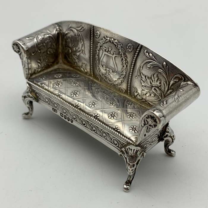 Victorian Silver `Dollhouse` Miniature Sofa (1899)