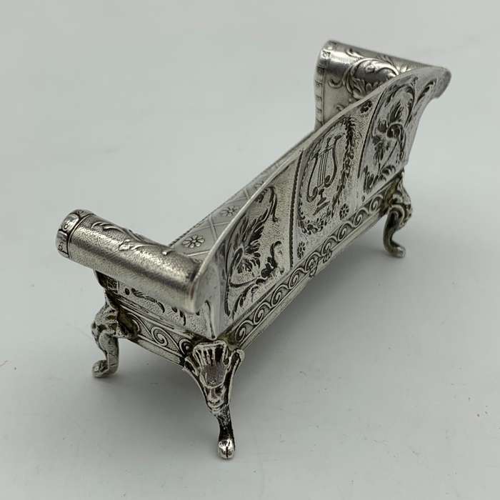 Victorian Silver `Dollhouse` Miniature Sofa (1899)