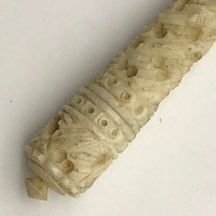 Antique Chinese Carved Bone Needle Case
