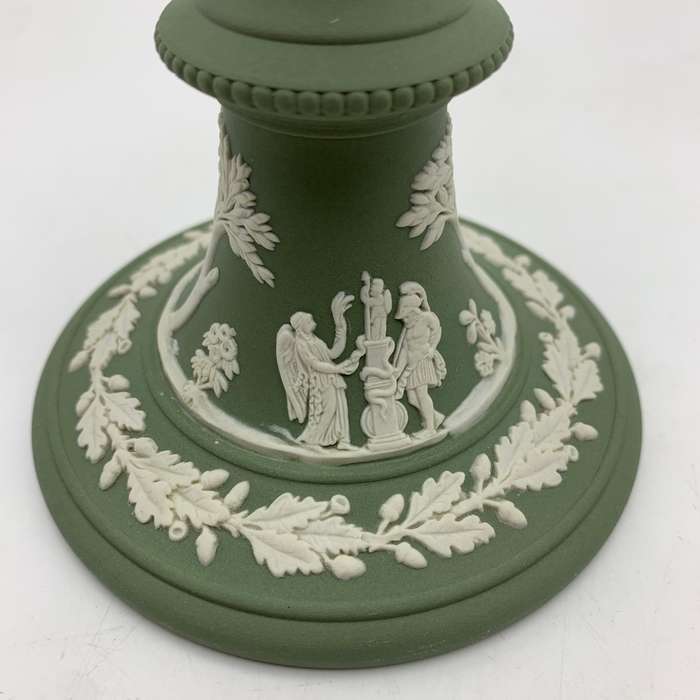 Lovely Green 'Wedgwood' Jasperware Candlesticks