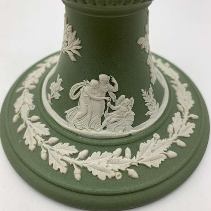 Lovely Green 'Wedgwood' Jasperware Candlesticks