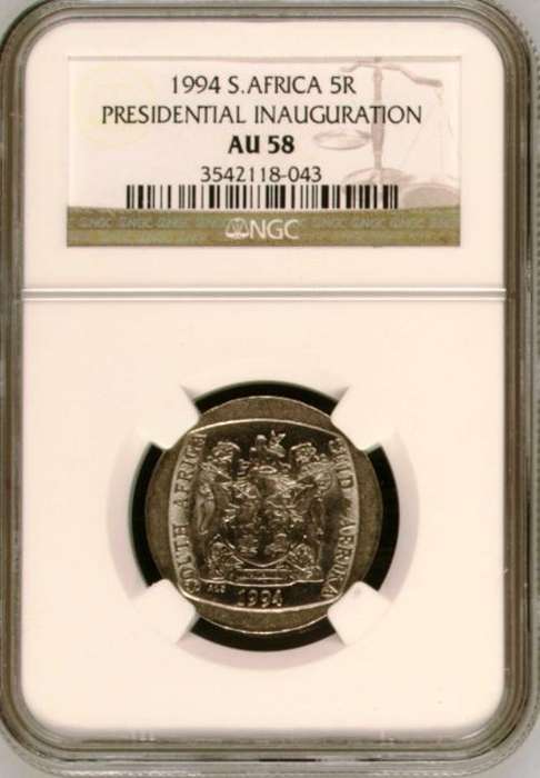 **FREE COMBINED SHIPPING** NGC GRADE AU 58 1994 INAUGURATION R5 COINS **CBV R 268.91**
