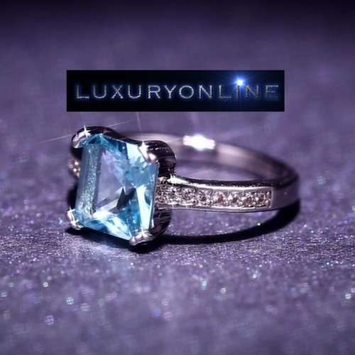 AMAZING! Simulated Aquamarine And Simulated Diamonds Size 6; 7; 8; US