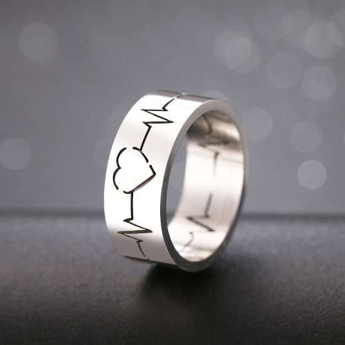 Titanium Heartbeat Ring Size 8 US *R 599* (GOLD)