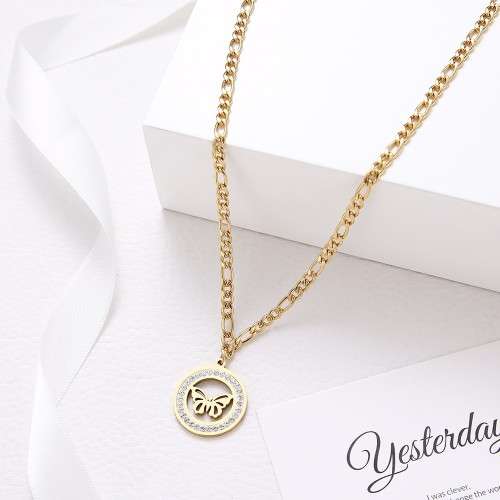 Retail Price: R 1 899 Titanium Butterfly Necklace With Simulated Diamonds  50 cm (SILVER ONLY)