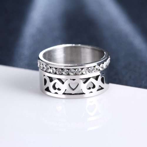 Retail Price: R 2 899 Titanium Heart Ring With Simulated Diamonds Size 8;9;10;11 US (GOLD ONLY)