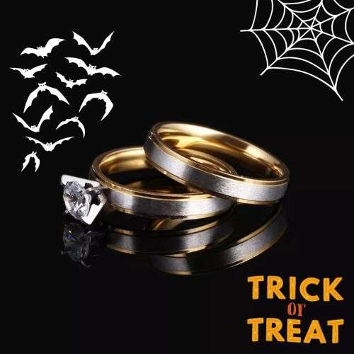 Retail Price R1499 GOLD AND SILVER RING SET SIZE 7 US TITANIUM (NEVER FADE)