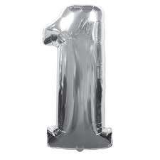 Large silver number one balloon