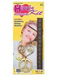 Hippie accessories kit for dress up, include headband, earrings and peace necklace