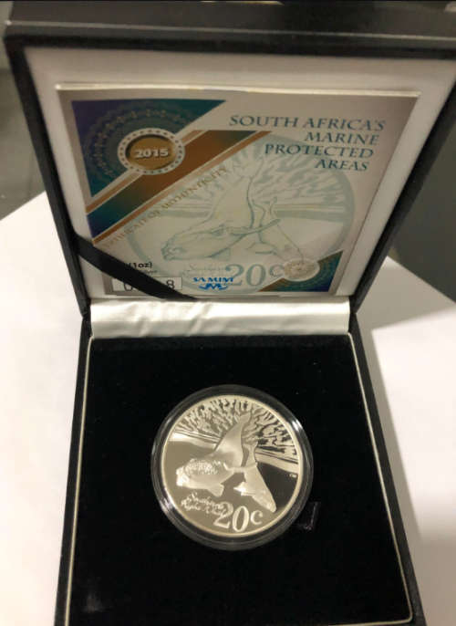 SOUTHERN RIGHT WING WHALE AND HER CALF 1 0Z PROOF COIN IN THE ORIGINAL SA MINT PACKAGING