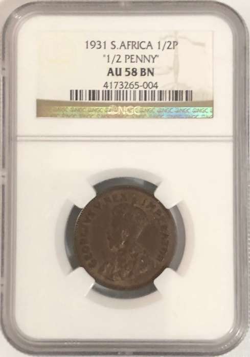 1931 1/2 Penny AU58 BN NGC Graded