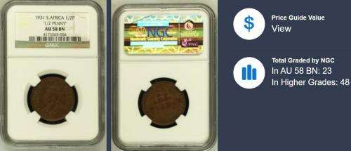 1931 1/2 Penny AU58 BN NGC Graded