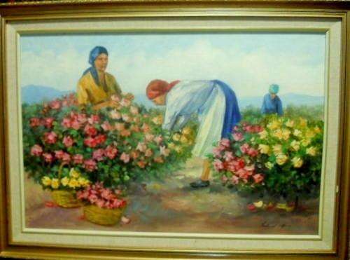 Freda Van Der Merwe, Oil on Board, 61 x 91 cms, "The Rose Pickers"