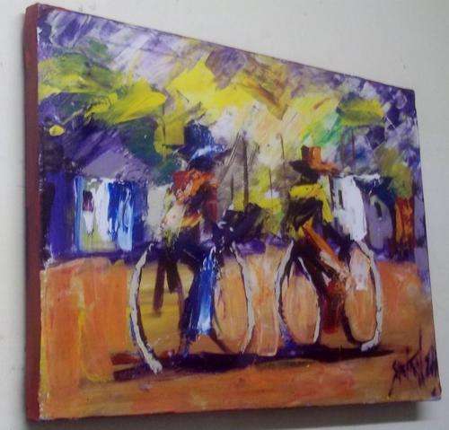 "The Cyclists", Shelton Khumalo, Emerging Talent Artist, box framed