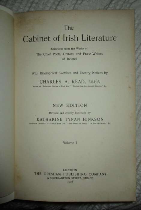 The Cabinet Of Irish Literature Volume I 1908