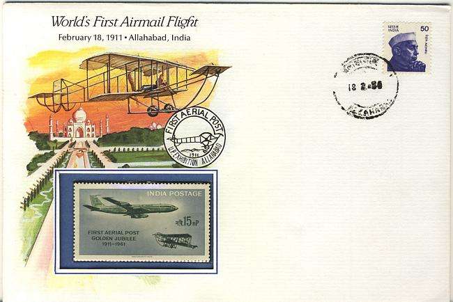 WORLDS FIRST AIRMAIL FLIGHT Feb 18 1911 - MNH Stamp for event - Rare cover !!!