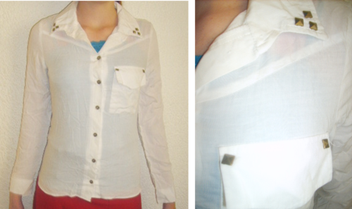 White button up top with stud detail. Size medium