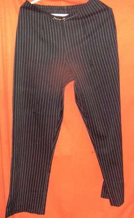PIN STRIPE BLACK PANTS. SIZE 12. CONDITION: AS NEW
