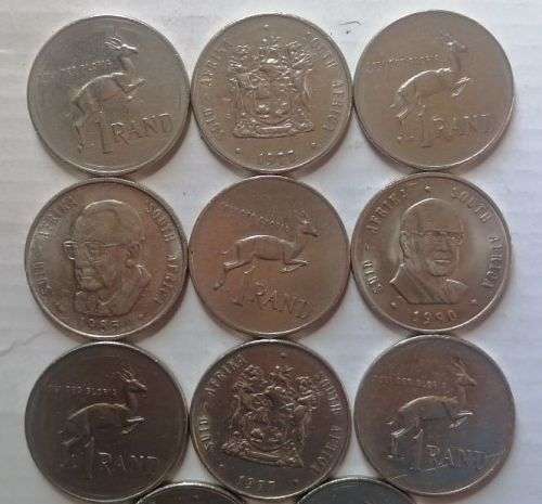 Lot of R1 coins R.S.A High quality from between 1977 and 1990 Bid on 1 to buy them all
