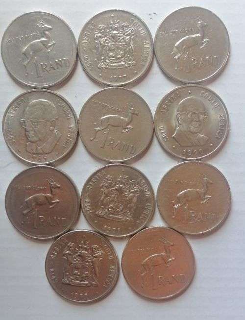 Lot of R1 coins R.S.A High quality from between 1977 and 1990 Bid on 1 to buy them all