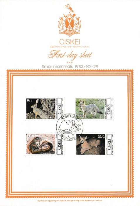 CIS 1982-10-29 Small Mammals Collectors Sheet 1.4.4 (60 000) [SACC R7]