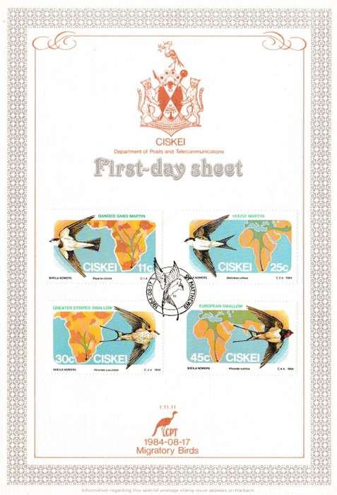 CIS 1984-08-17 Migratory Birds Collectors Sheet 1.11.11 (45 000) [SACC R7]