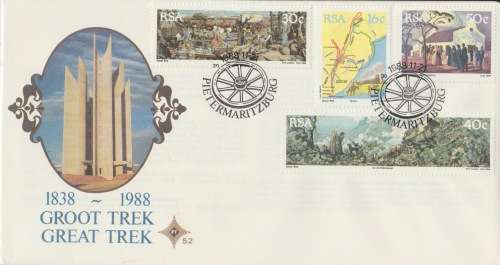 RSA 1988-11-21 150th Anniversary of the Great Trek FDC 5.2 [SACC R10]