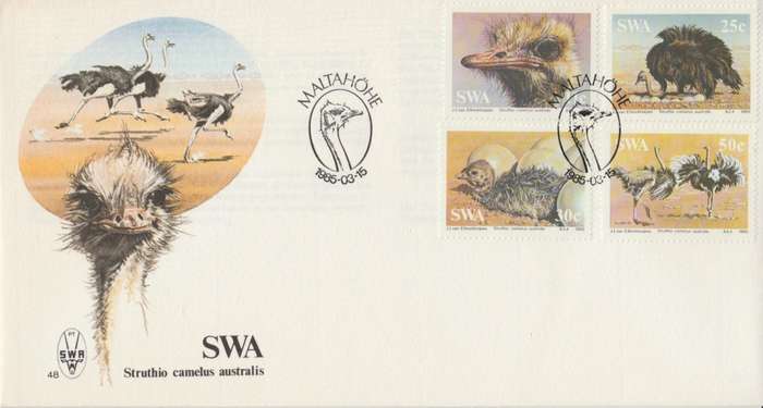 SWA 1985-03-15 Ostriches FDC 48 [SACC R7]