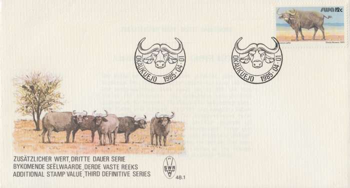 SWA 1985-04-01 Additional Value to the Definitive Issue FDC 48.1 [SACC R1]