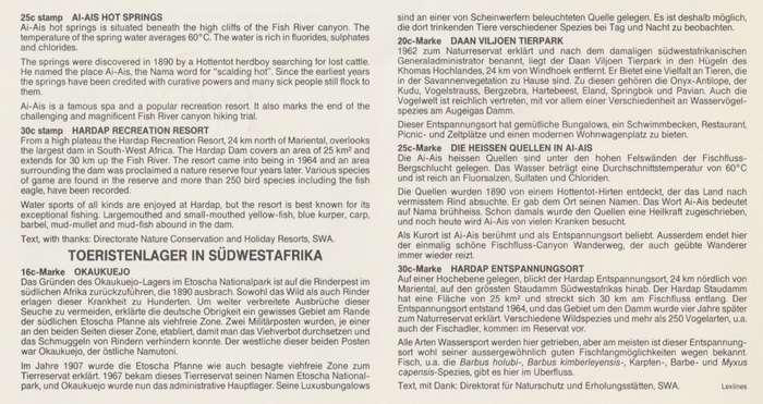 SWA 1987-07-23 Tourist Camps FDC 58 (78 000) [SACC R7]