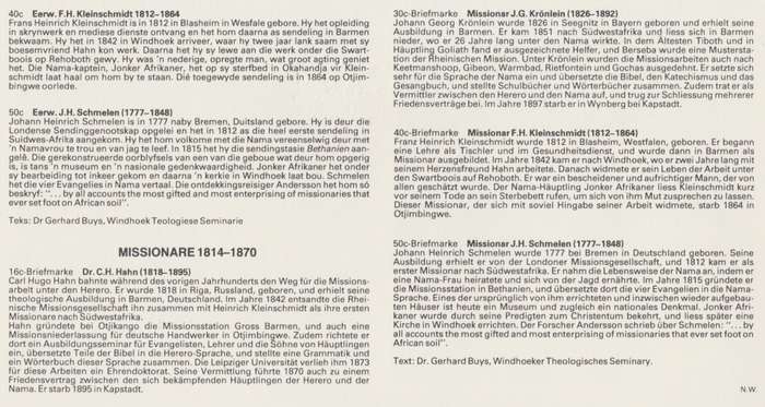 SWA 1989-02-16 German Missionaries 1814-1870 FDC 64 [SACC R7]