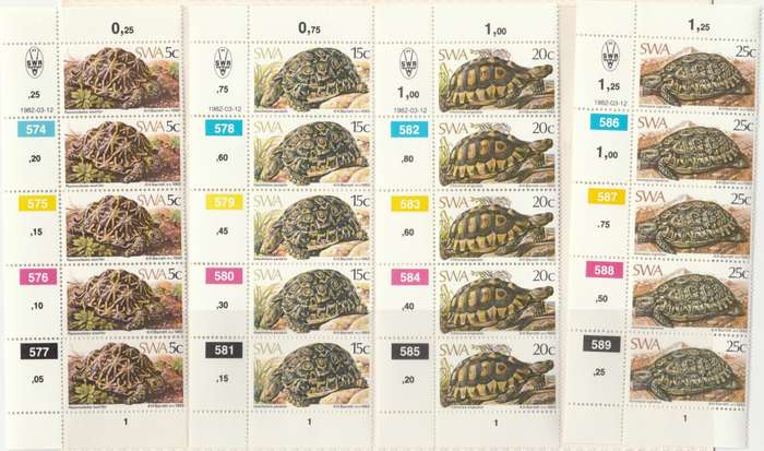 SWA 1982-03-12 Tortoises SACC 399-402 x5 [SACC R50]
