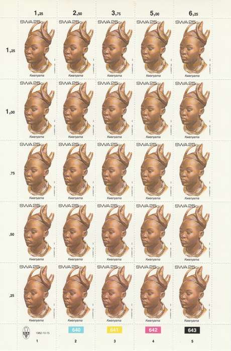 SWA 1982-10-15 Traditional Head-dresses - 25c Kwanyama SACC 414 x25 [SACC R62.50]