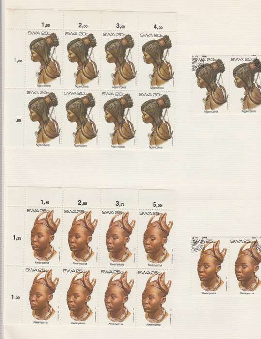 SWA 1982-10-15 Traditional Head-dresses of SWA SACC 411-414 blocks, pairs and covers [SACC R164]