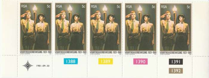RSA 1981-09-30 50th Anniversary of Voortrekker Movement - SACC 507 x5 [SACC R2]