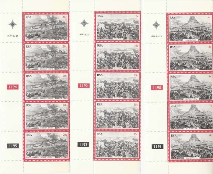 RSA 1979-05-25 Centenary of the 1879 Zulu War - SACC 463-465 x5 [SACC R30]