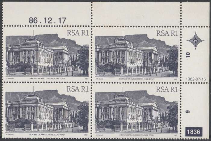 RSA 1986-12-17 4th Definitive Issue - SACC 530a x4 (Plate 1836) [SACC R100]