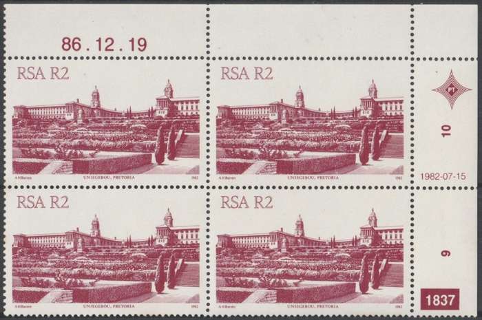 RSA 1986-12-19 4th Definitive Issue - SACC 531a x4 (Plate 1837) [SACC R160]