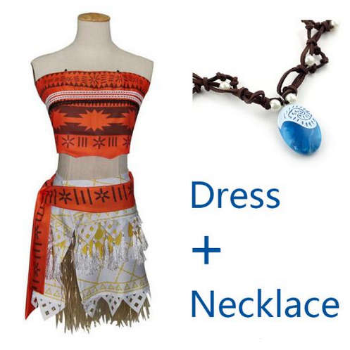 Moana Dress Plus Necklace - Kids Size 120
