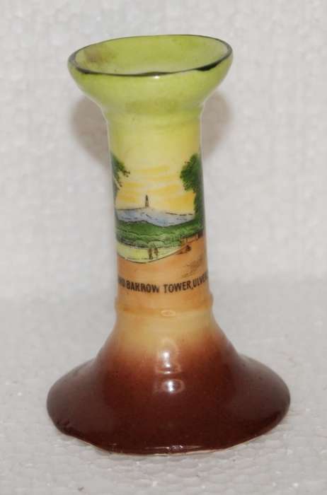Vintage Gemma Porcelain Candle Holder "Hill of Hoad and Barrow Towel, Ulverston"