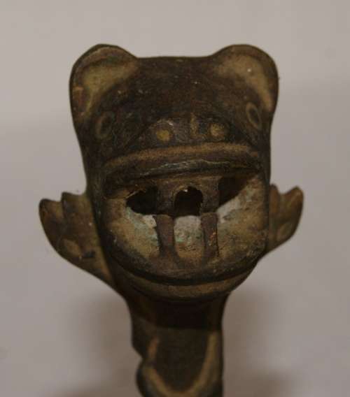 Ceremonial Bronze Jaguar Head Tumi Knife