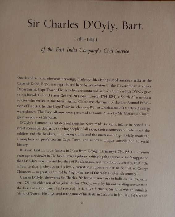 The Cape Sketchbooks of Sir Charles D`Oyly depicting Cape Town, the Countryside and neighbouring Vil