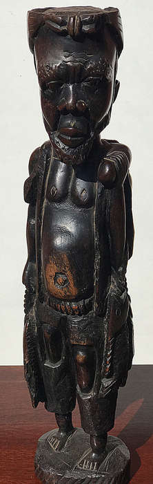 #12 African Art Fish Man holds fish in his hands, wood carvings