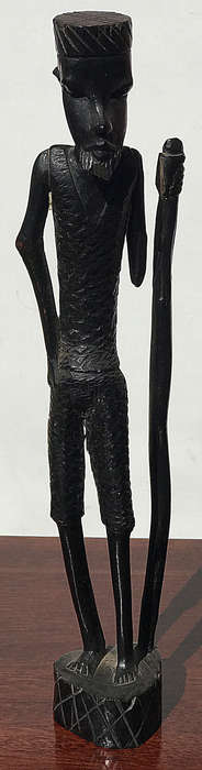 #15 African Art Man holding stick, wood carvings